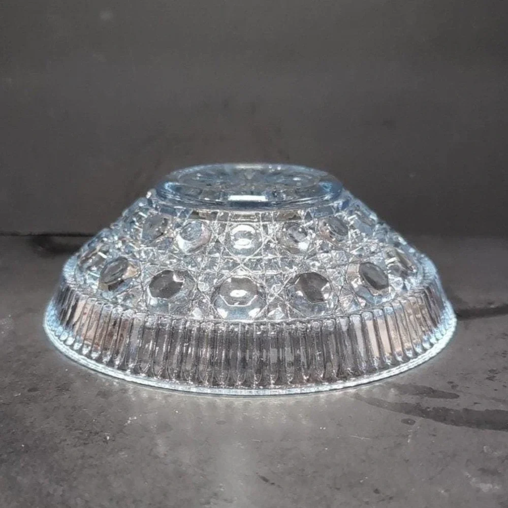 Federal Glass Buttons & Cane Blue Candy‎ Dish, Vintage Starburst Centerpiece